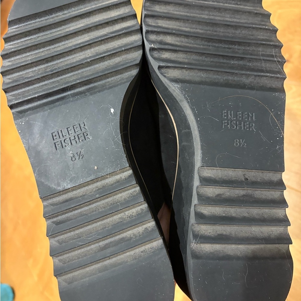 Eileen Fisher Loti black tumbled nubuck leather wedge mule shoes 8.5 - Picture 4 of 4
